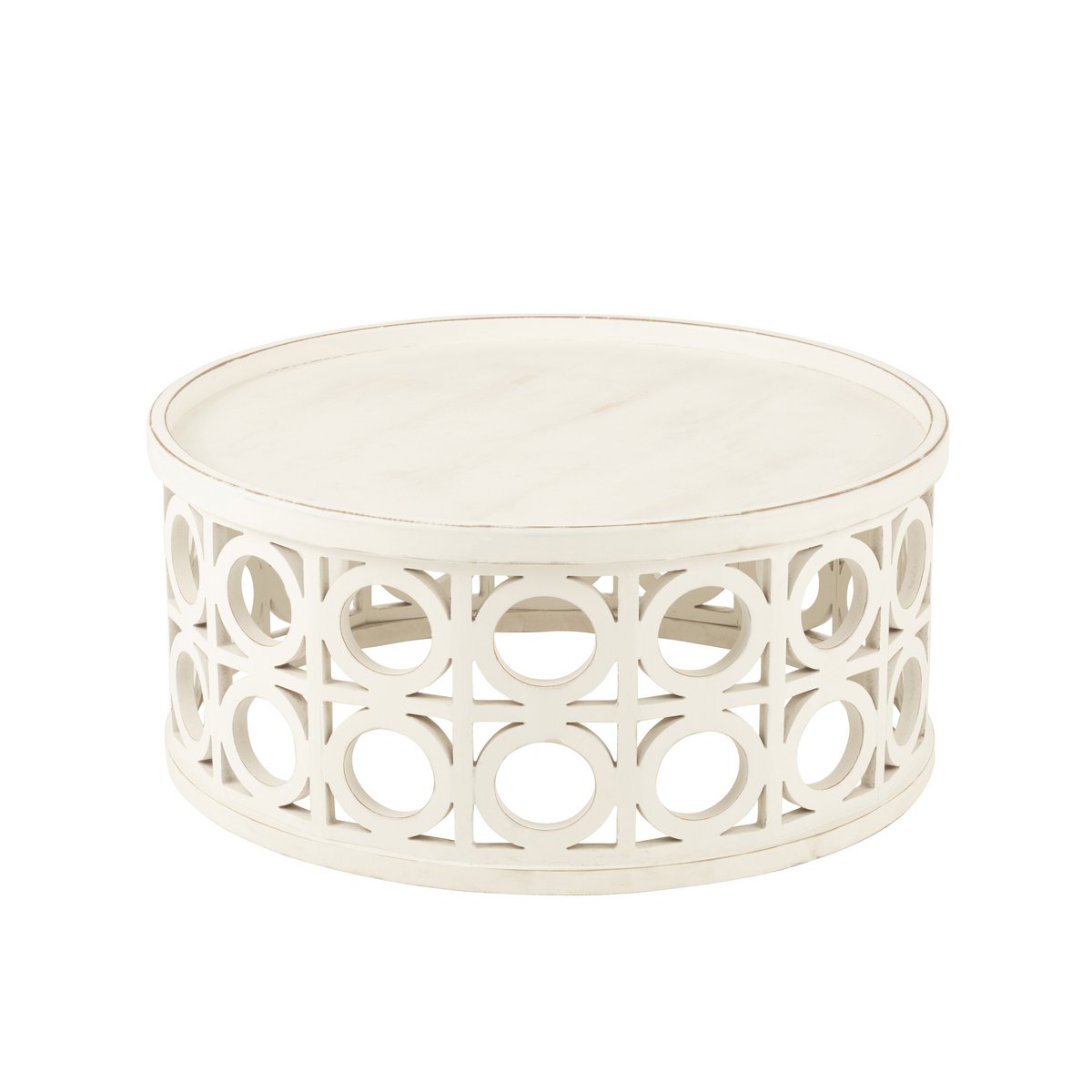 Table basse J-Line en épicéa sculpté/MDF blanc