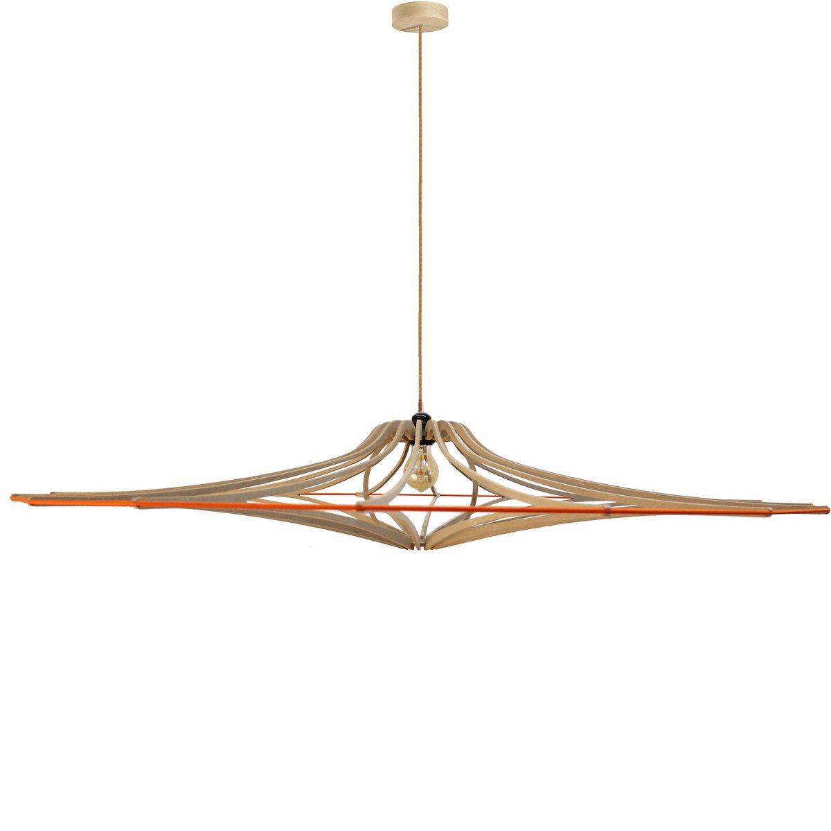 Suspension Design XL D160 cm SINGING BRUT - élastique Orange - kit lin et bois