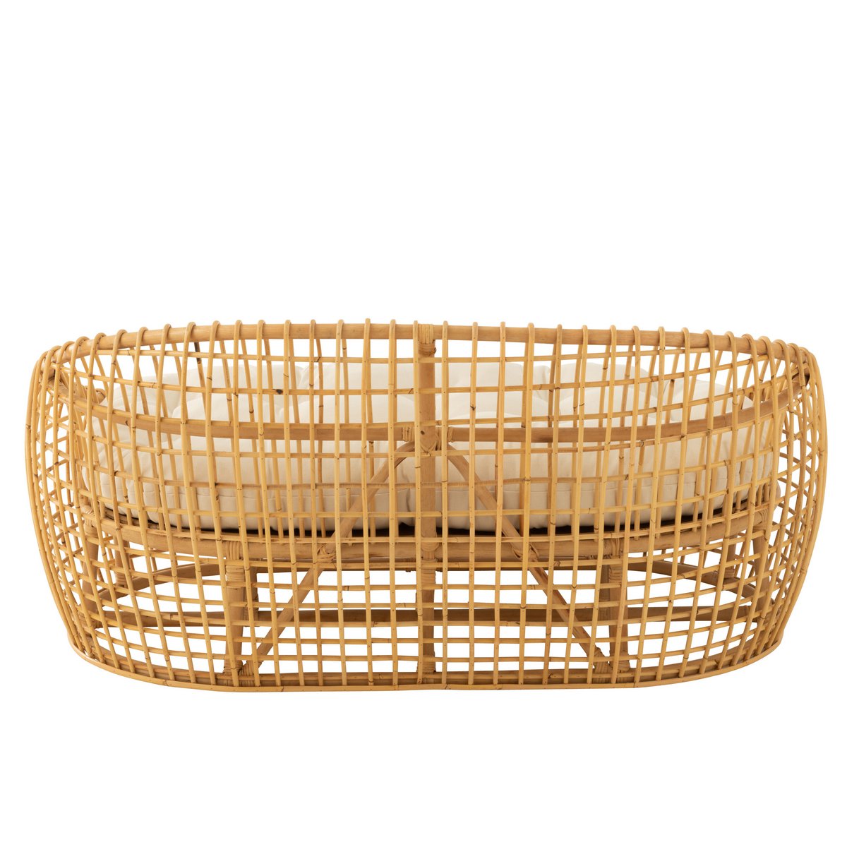 Canapé J-Line Lise + coussin 2 personnes - rotin/textile - naturel/blanc