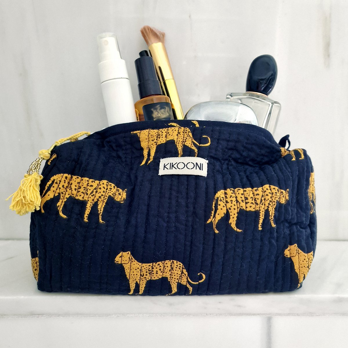 sac cosmétique fait main "Léopard Noir"