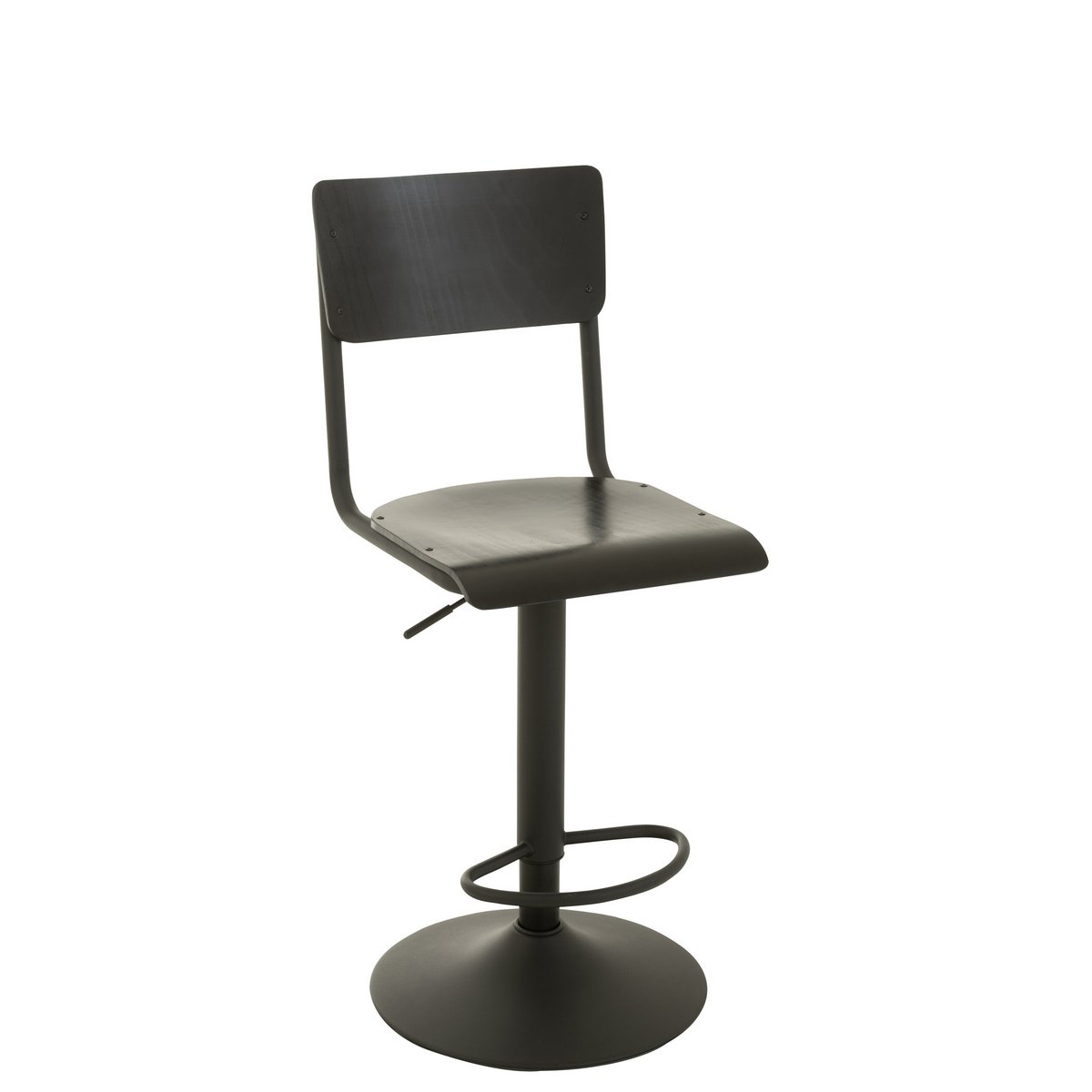 Chaise de bar J-Line - bois/métal - noir