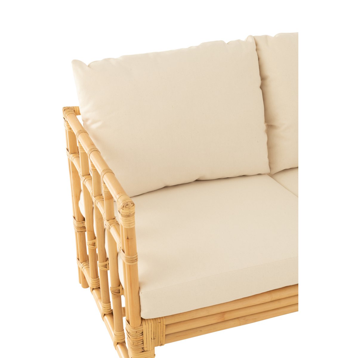 Canapé J-Line Elise + coussin 2 personnes - rotin/textile - naturel/blanc
