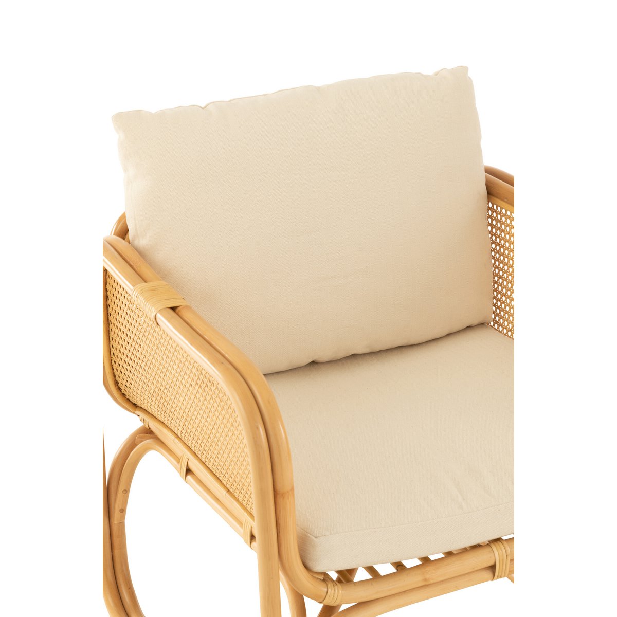 Fauteuil J-Line + coussin - rotin/textile - naturel/blanc