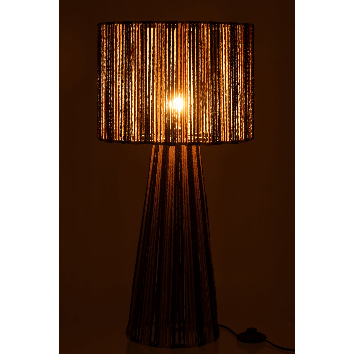 J-Line Lampe de Table Stripes Ropes Métal/Papier Noir/Naturel