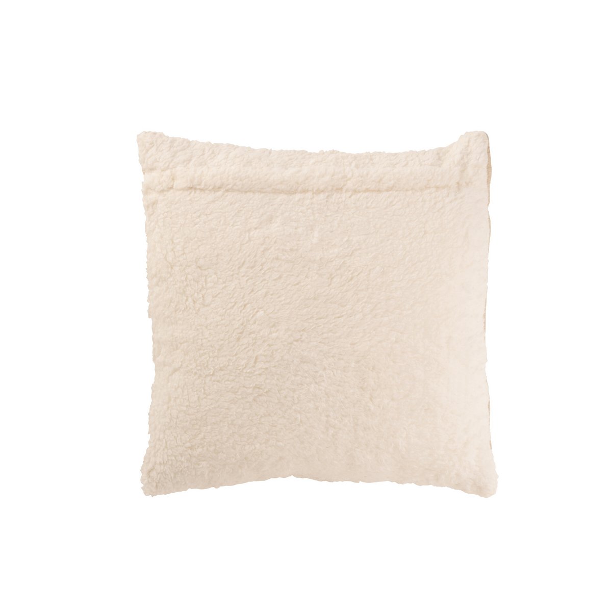 J-Line Coussin Teddy Rayures Coutures Coton/Polyester Beige