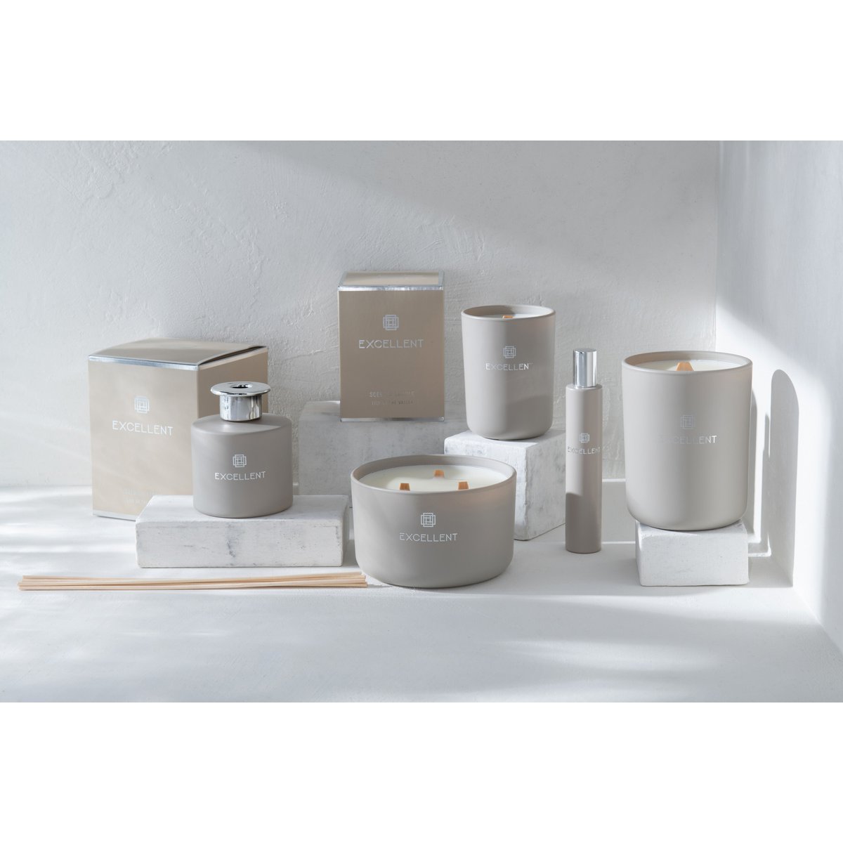 J-Line huisparfum Excellent - Muguet - verre - beige