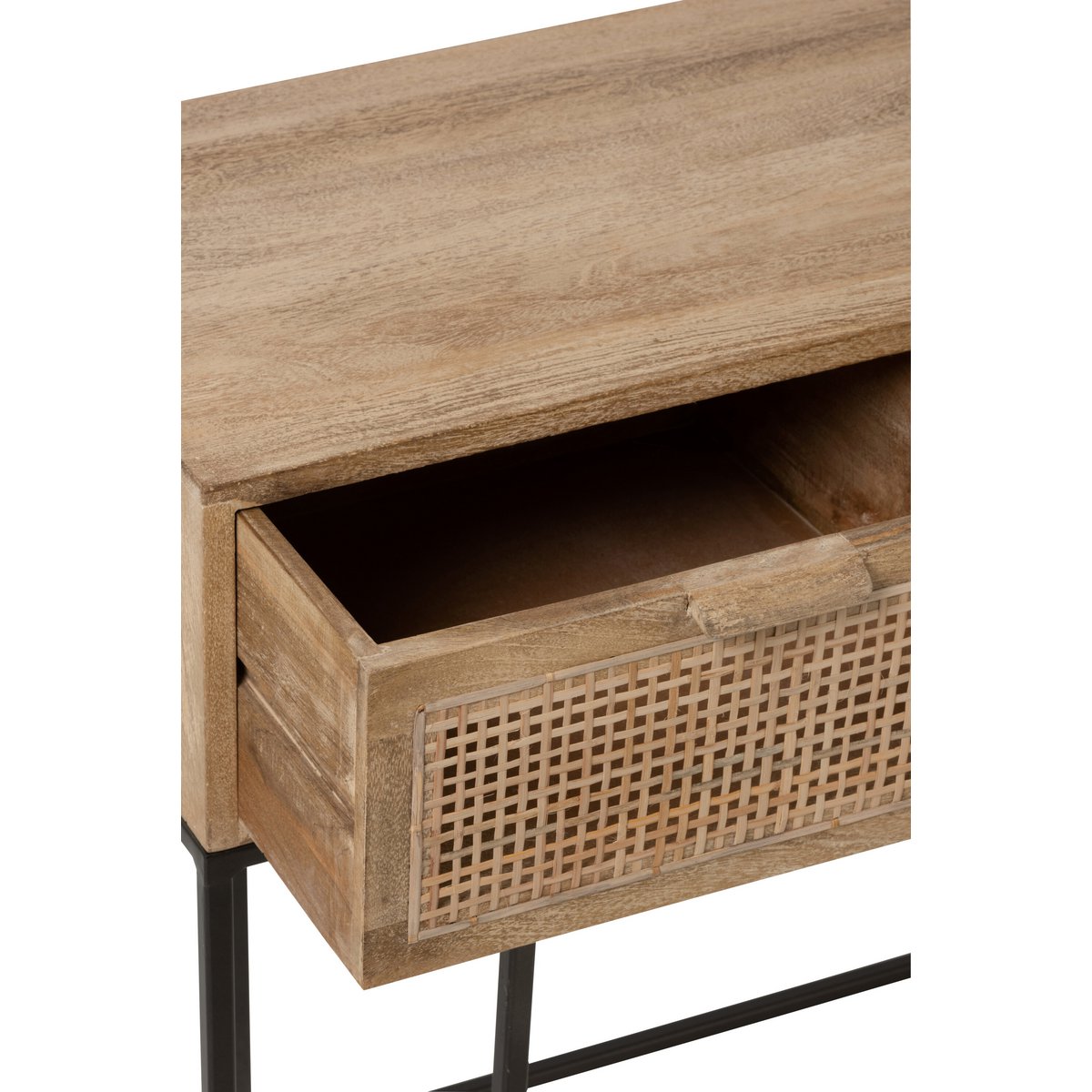 J-Line Console 3 Tiroirs Tressé Roseau Manguier Naturel