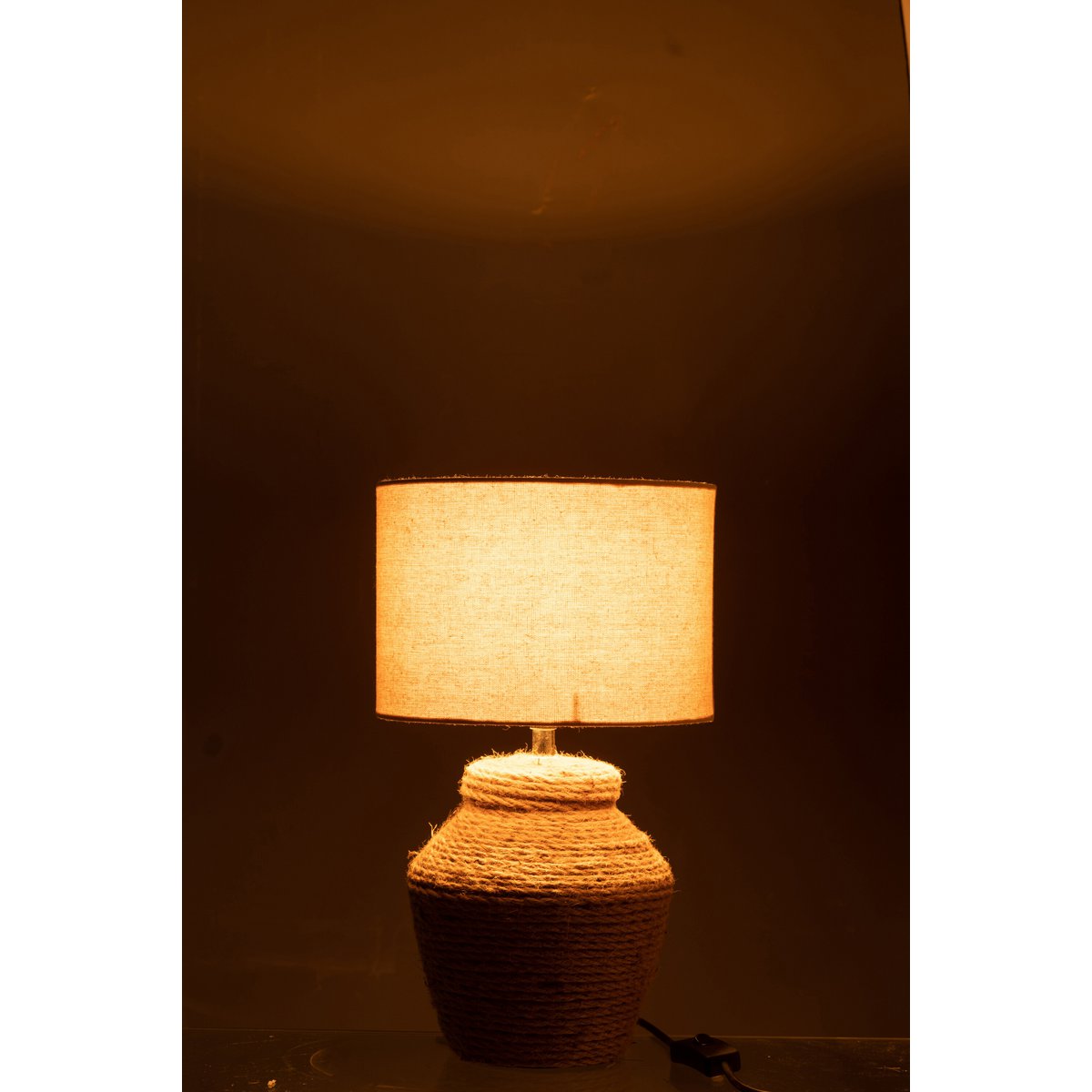 Lampe J-Line Meli + Shade - céramique/lin - marron - petite