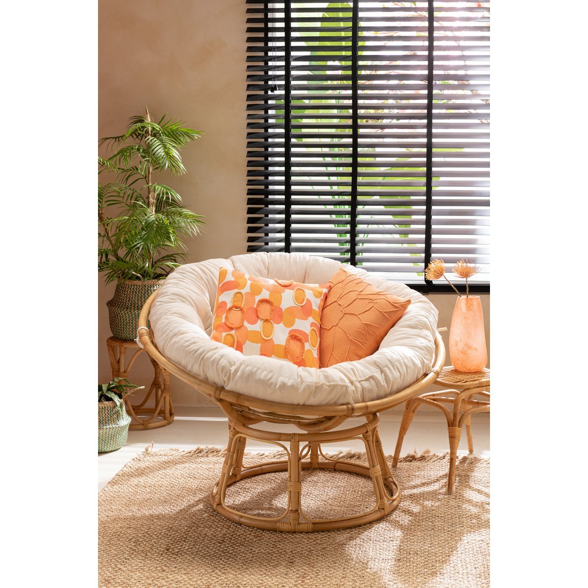 Canapé J-Line Celine + Coussin Rotin Naturel
