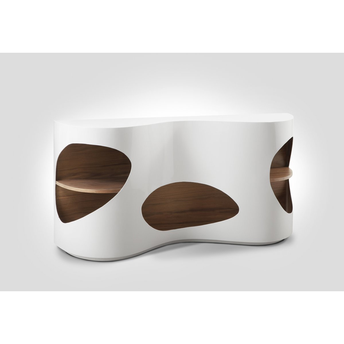 Buffet 150x40x75 cm blanc/noyer