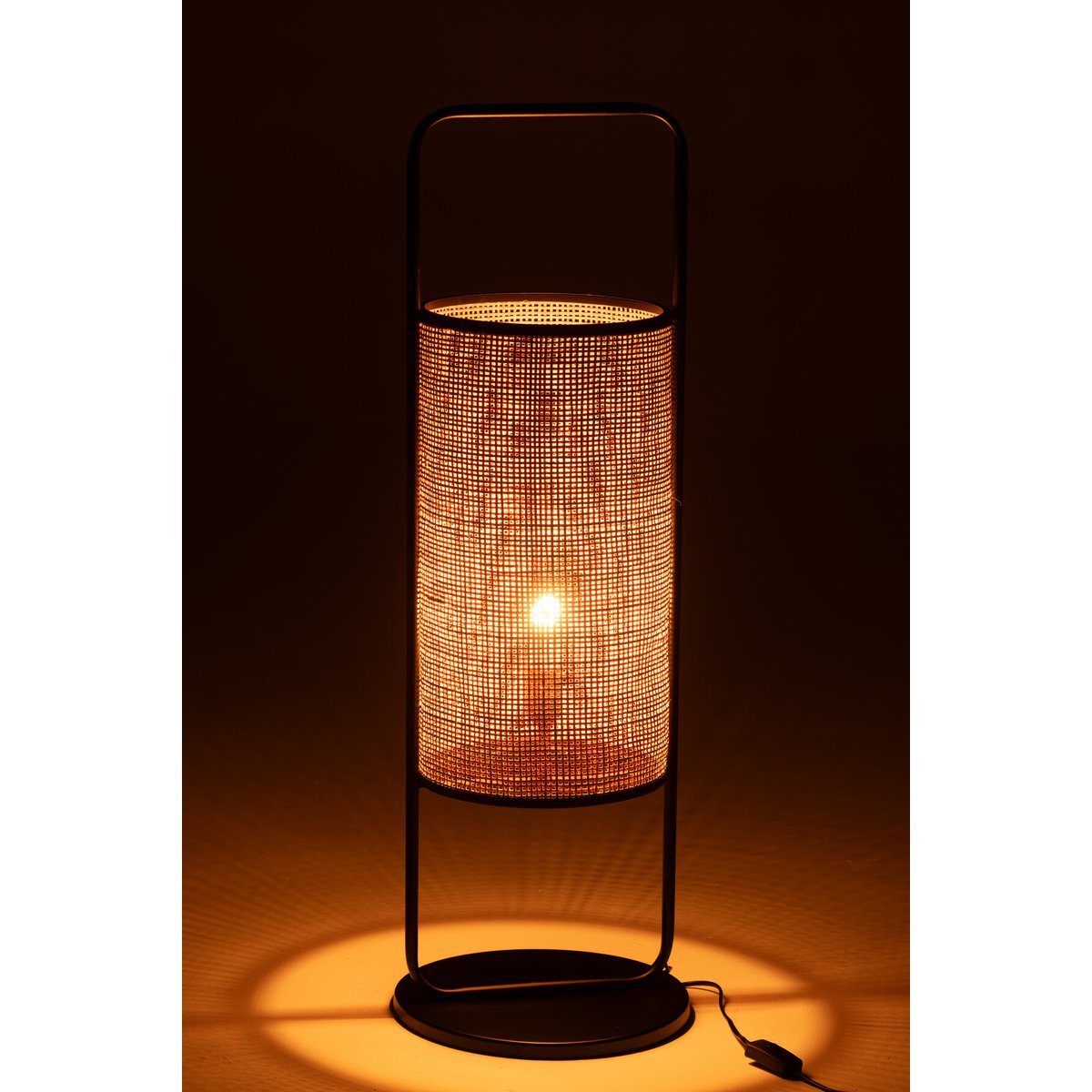 J-Line Lampe de Table Elton Métal/Ratan Noir/Naturel Large