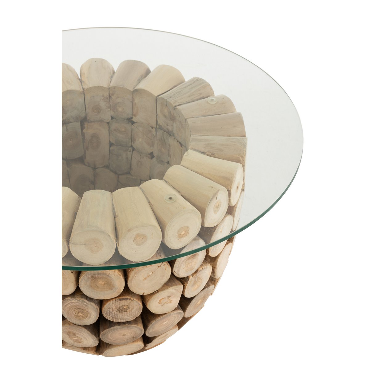 Table d'appoint J-Line Discs Open Teak - bois - naturel/verre
