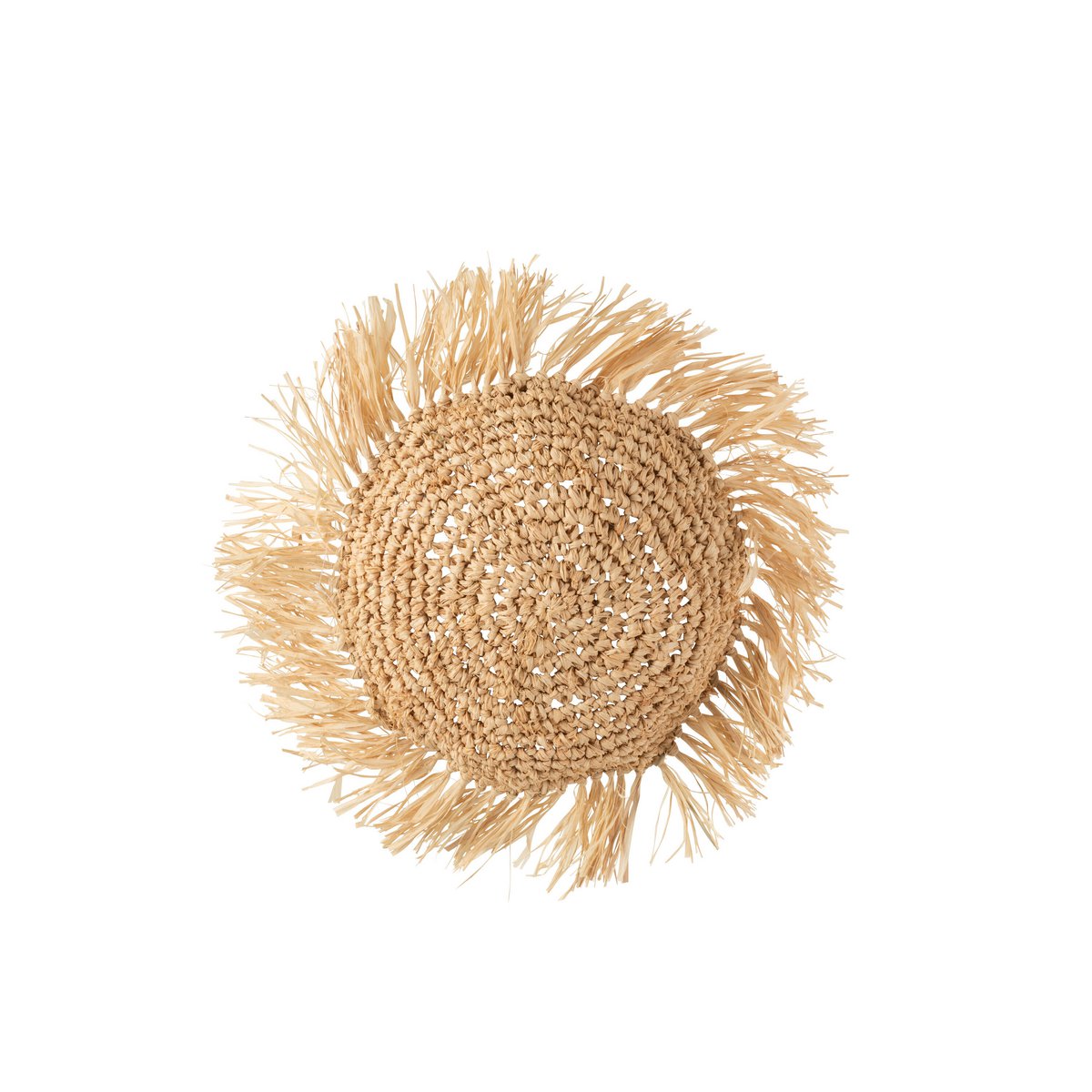 J-Line Coussin rond en roseau raphia - jute - naturel