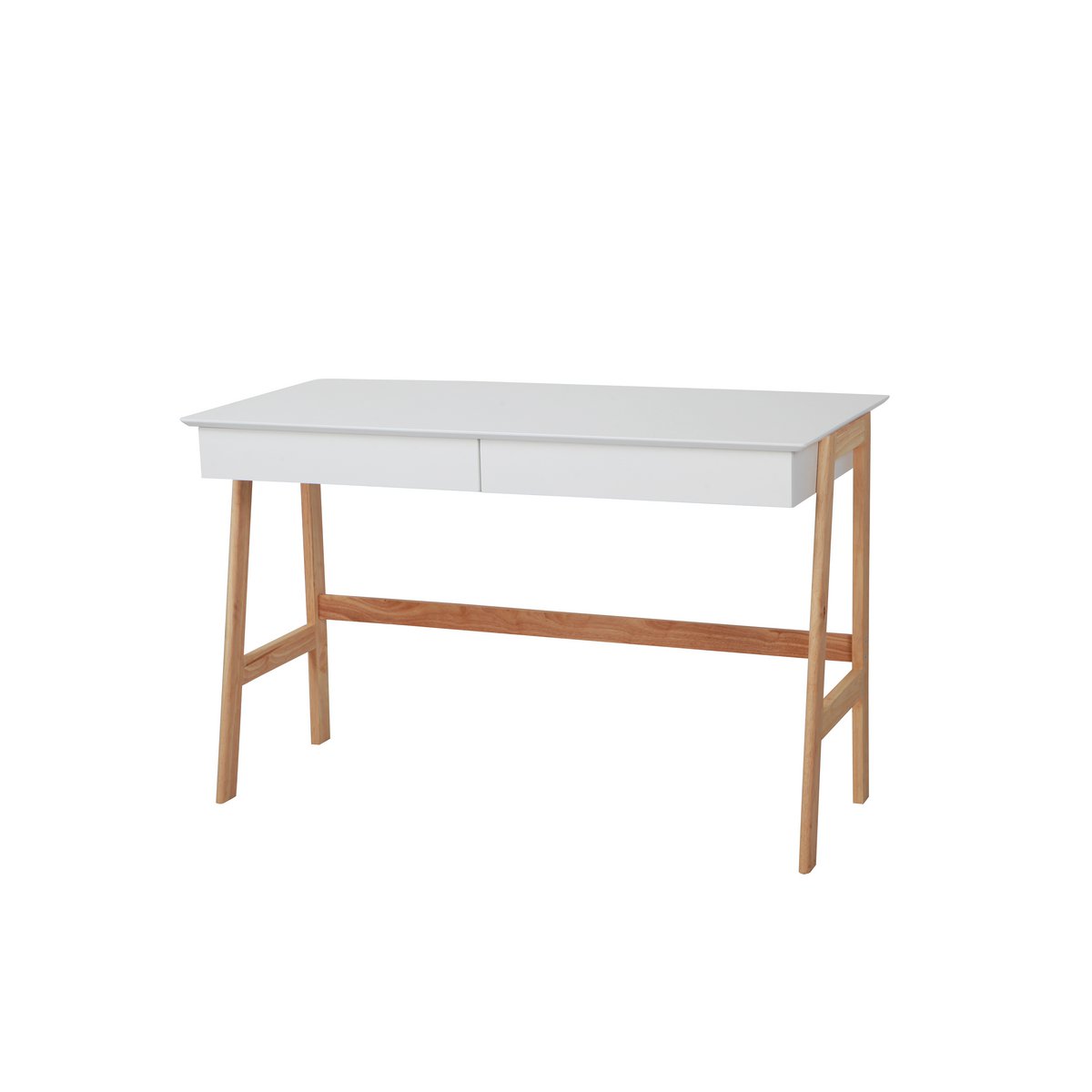 Bureau, blanc, pieds en bois