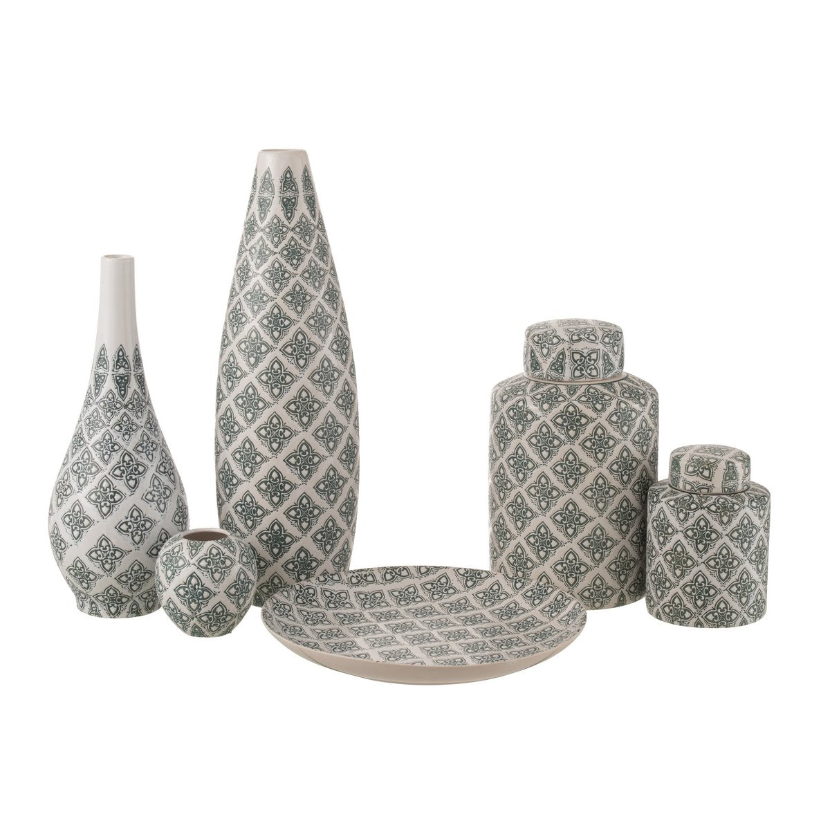 J-Line Vase Kousa Porcelaine Bleu/Blanc