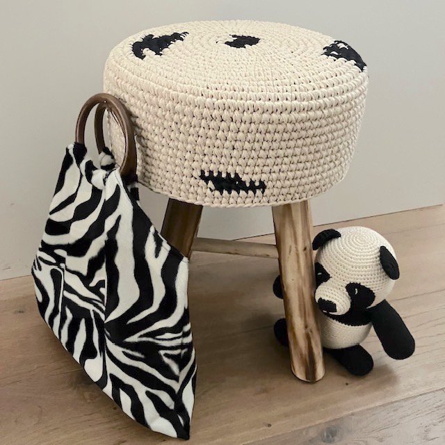 Sac Luna-Leena zèbre rayé noir/blanc - fausse fourrure - fait main au Népal