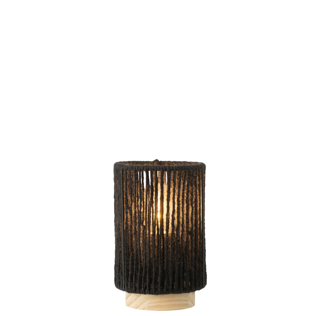 J-Line Lampe LED Cylindre Métal/Coton Noir Petit