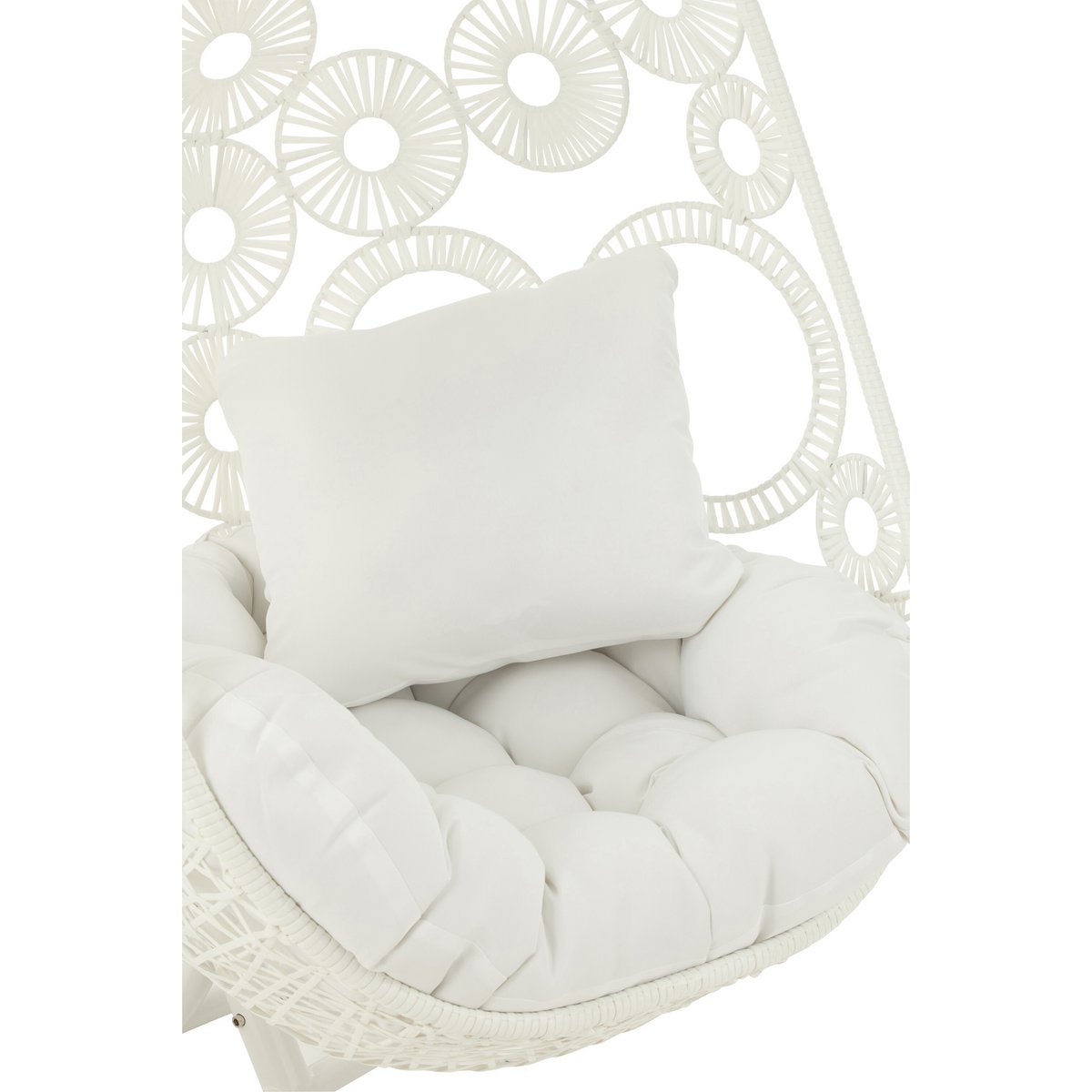 J-Line Chaise Suspendue + Coussins Bula Métal/Cannage Blanc