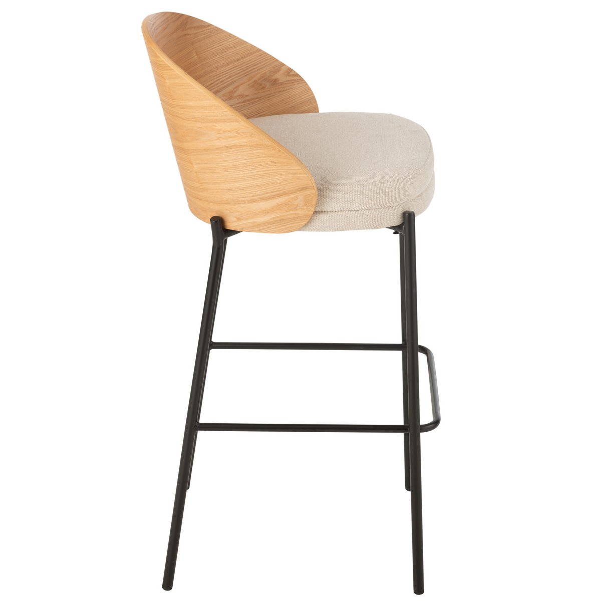 J-Line Tabouret de bar Lone Contreplaqué/Métal Naturel/Beige