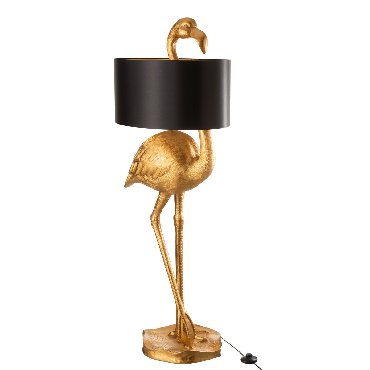 Lampe J-Line Flamingo - polyrésine - or/noir