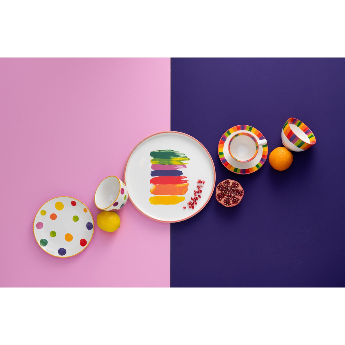 Assiette J-Line Stripe - porcelaine - mélange