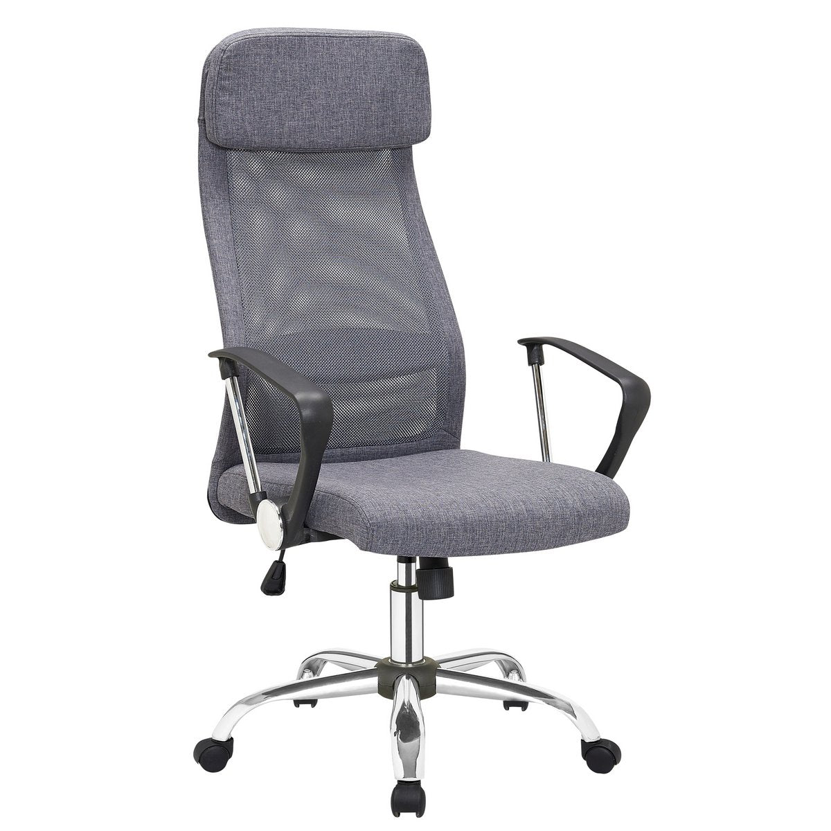 Chaise de bureau grise avec revêtement en résille et tissu