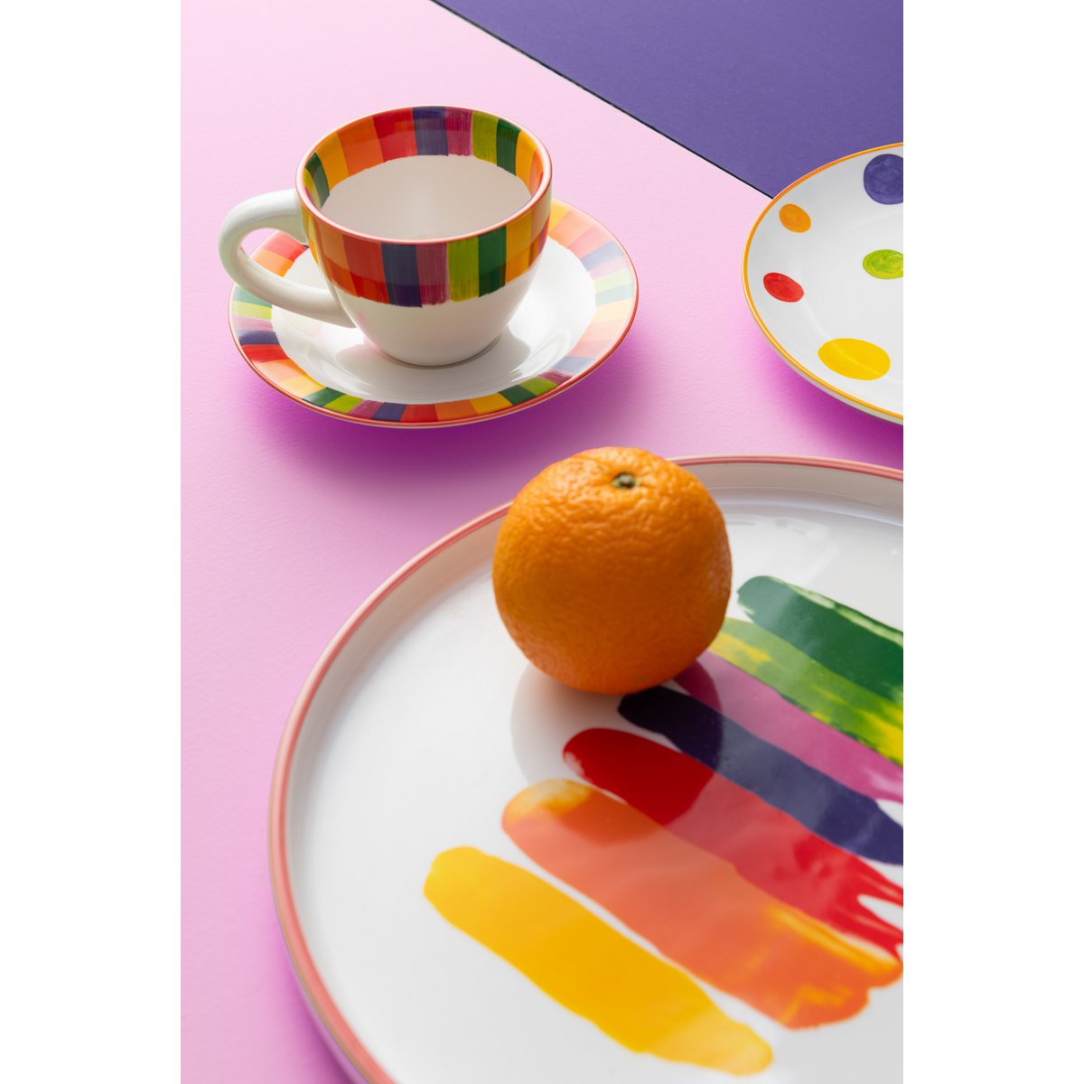 Assiette J-Line Stripe - porcelaine - mélange