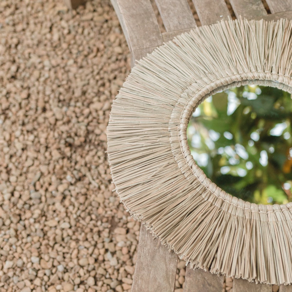 Miroir mural rond en jonc de mer de 60 cm de diamètre RIMBA