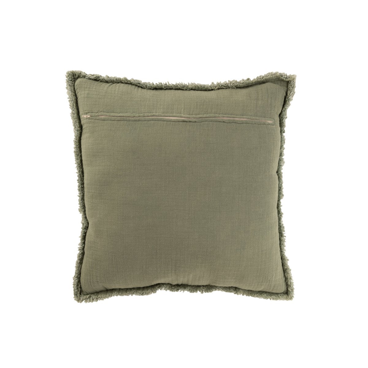 Coussin J-Line Bords Effilochés Coton/Polyester Vert