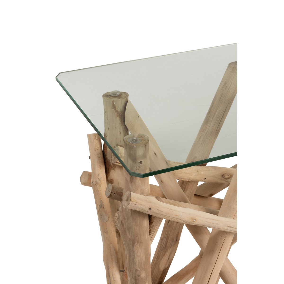 J-Line Console Rectangle Branches Bois/Verre Naturel