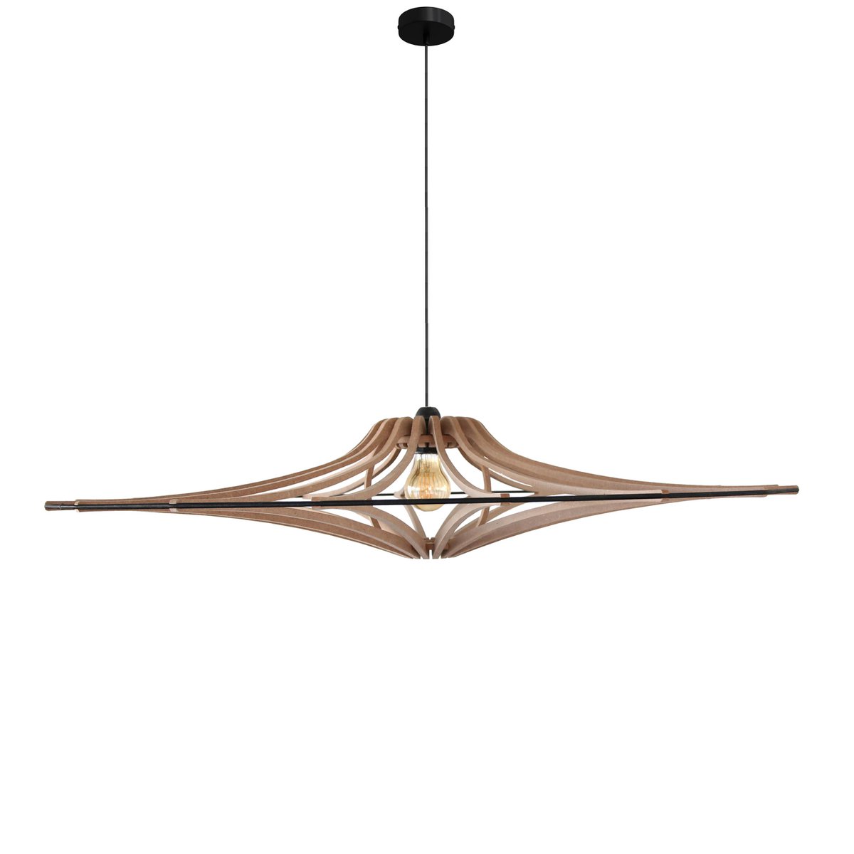 Suspension Design bois D90cm SINGING BRUT - élastique Noir - kit noir