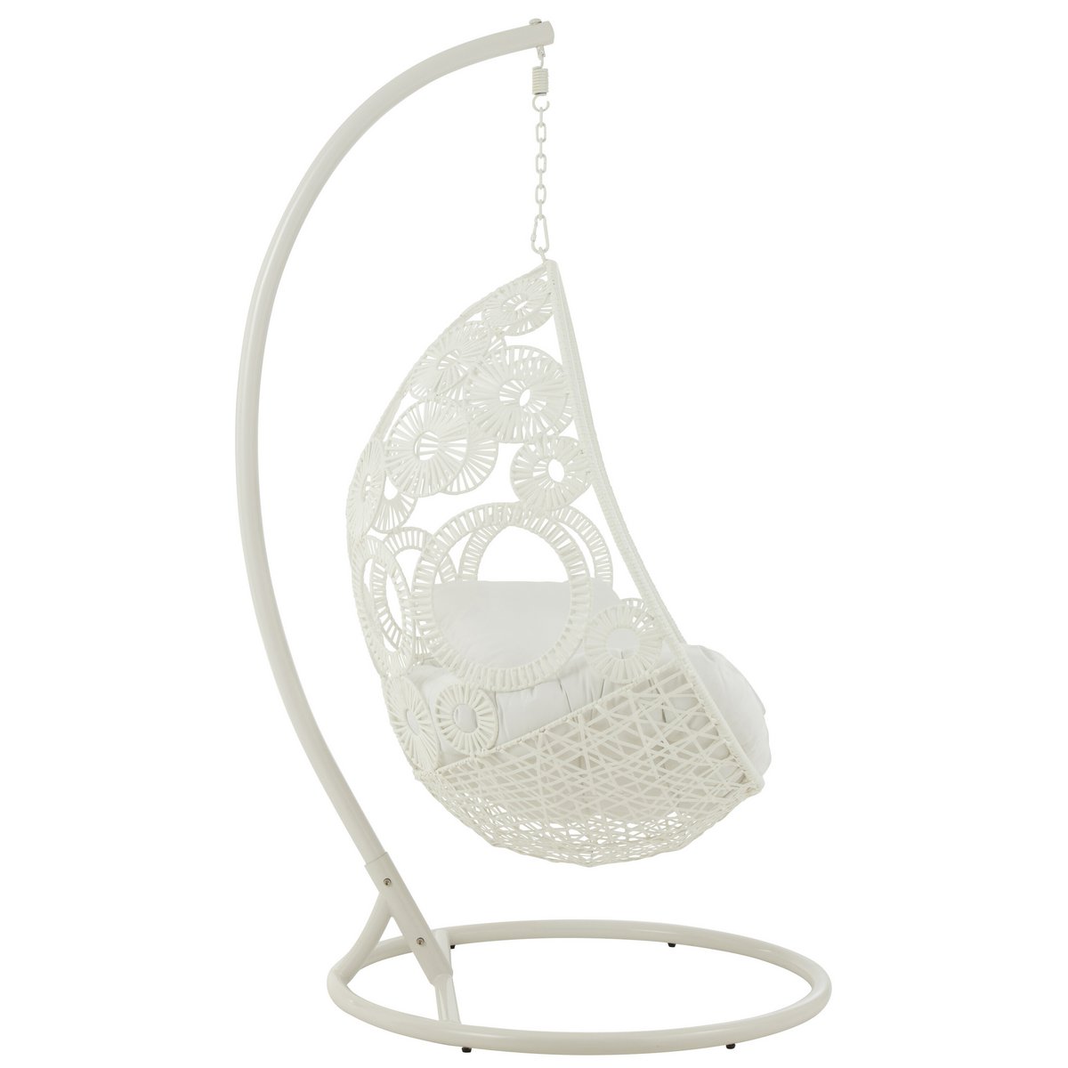 J-Line Chaise Suspendue + Coussins Bula Métal/Cannage Blanc