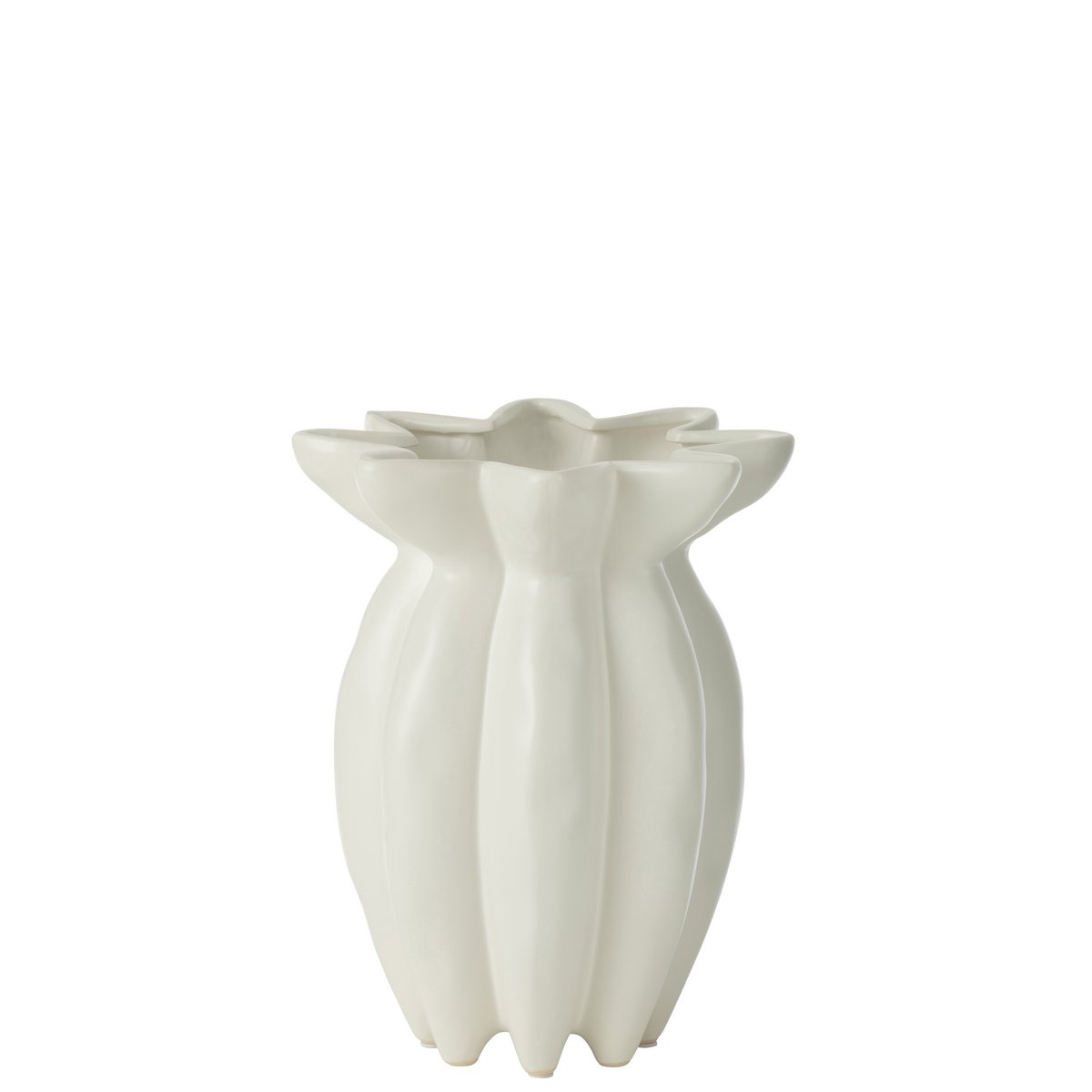 J-Line Vase Lotus Céramique Blanc Petit