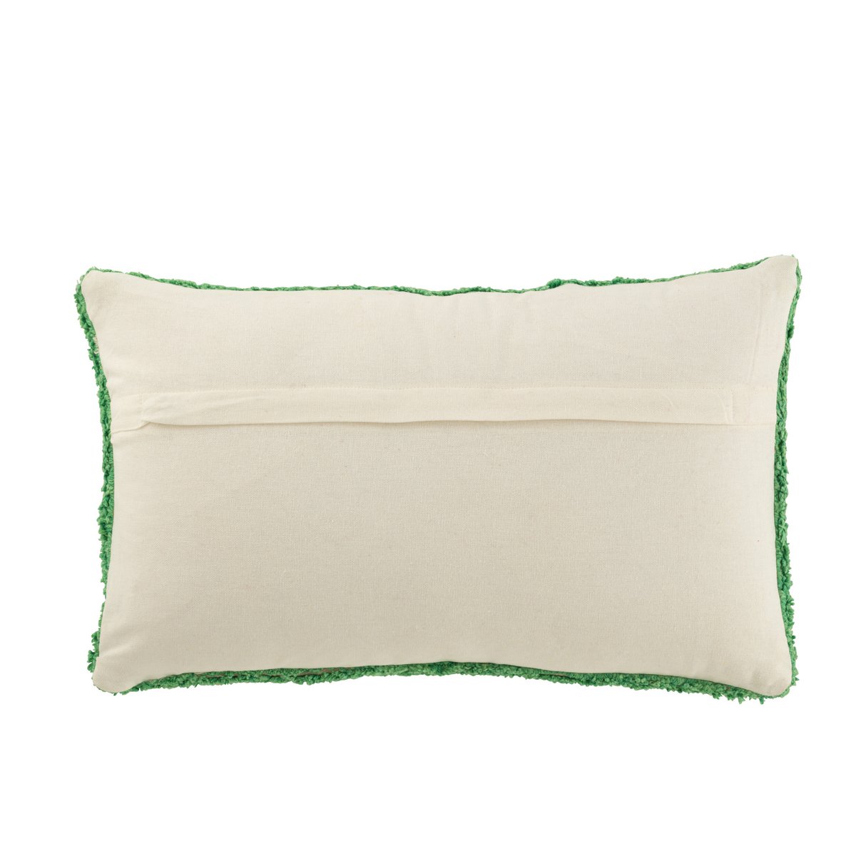 J-Line Coussin Bonjour Tufté Coton Vert/Blanc