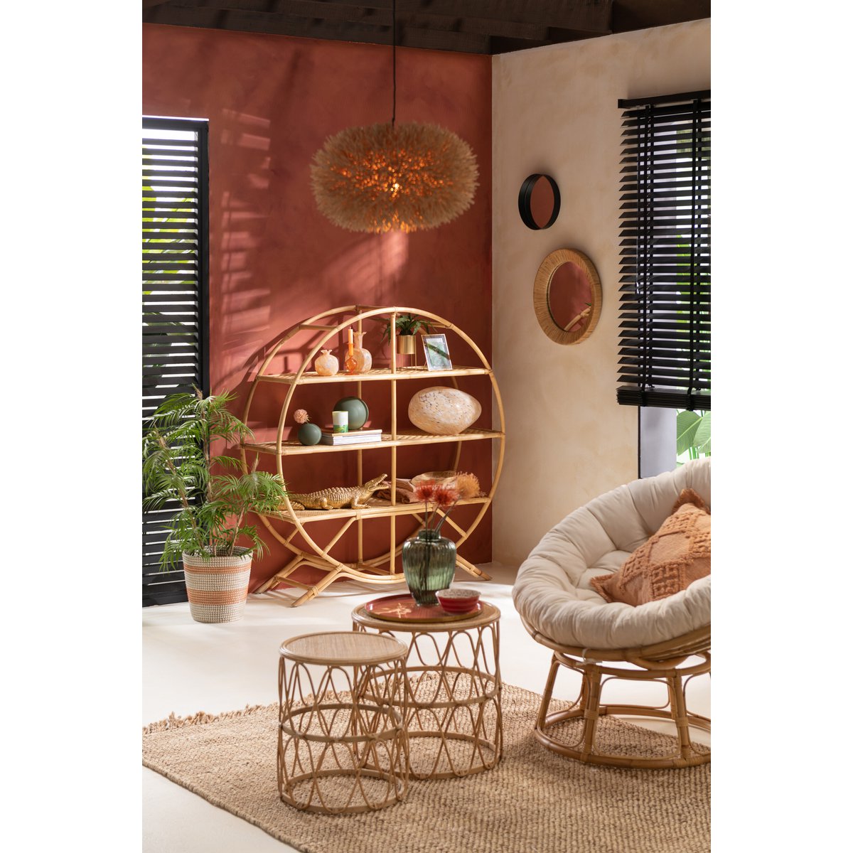 Canapé J-Line Celine + Coussin Rotin Naturel