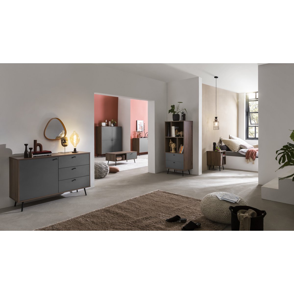 Buffet haut noyer/gris