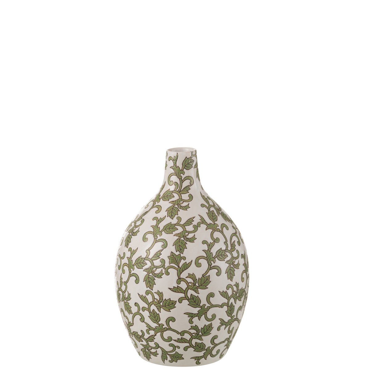 J-Line Vase Yezi Rond Porcelaine Vert/Blanc