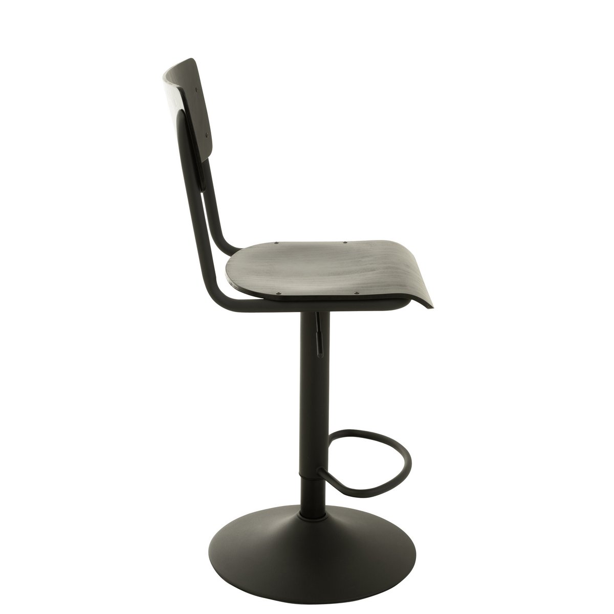 Chaise de bar J-Line - bois/métal - noir