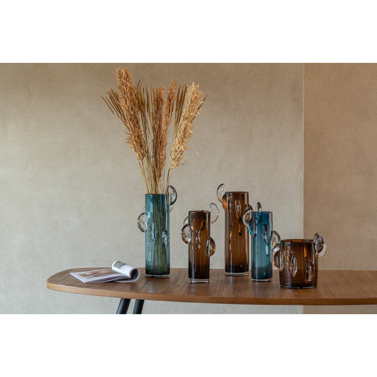J-Line Vase Steggy Verre Marron Petit
