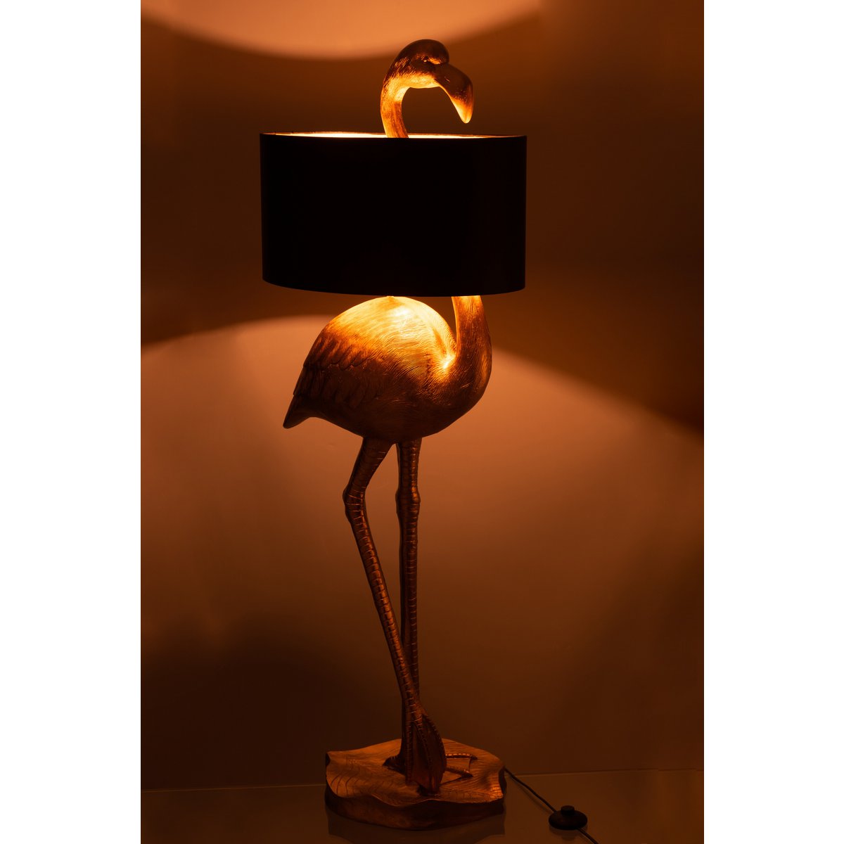 Lampe J-Line Flamingo - polyrésine - or/noir