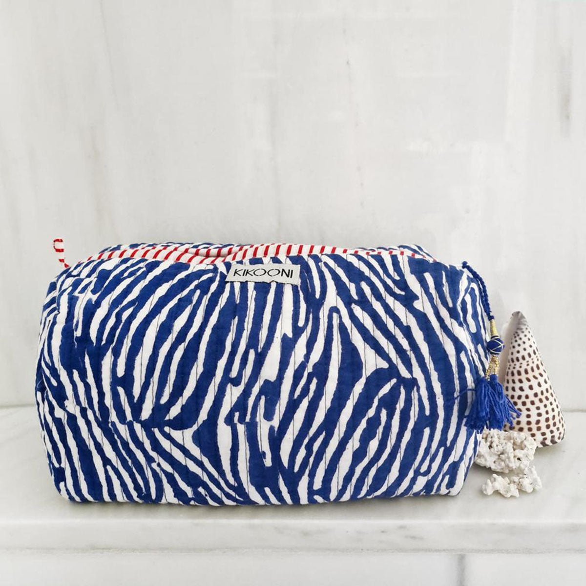 sac cosmétique fait main "zèbre bleu"