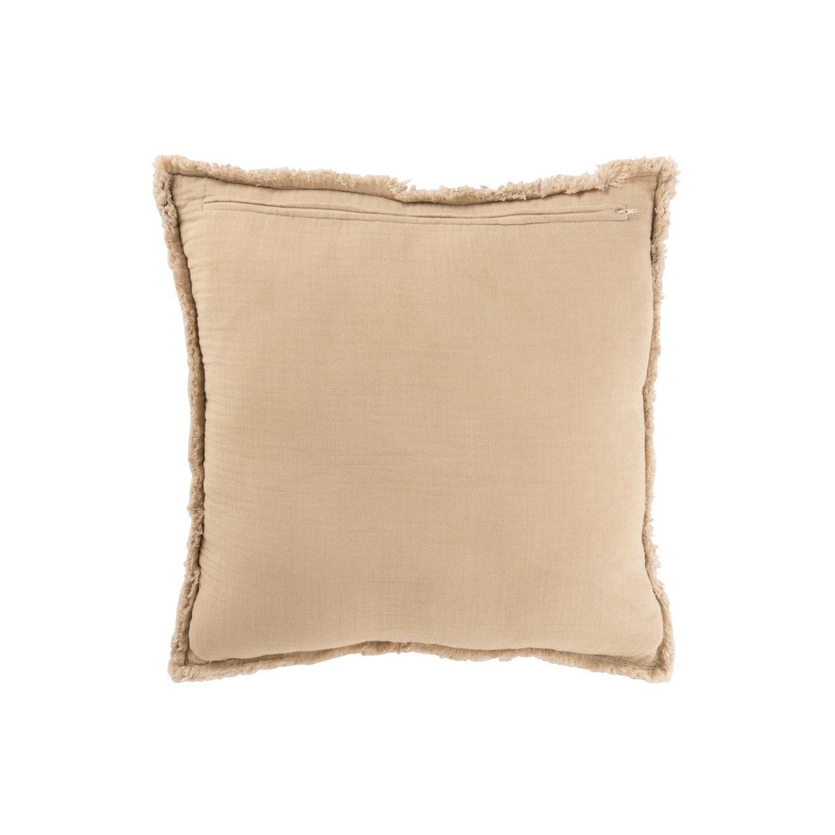 Coussin J-Line Bords Effilochés Coton/Polyester Beige