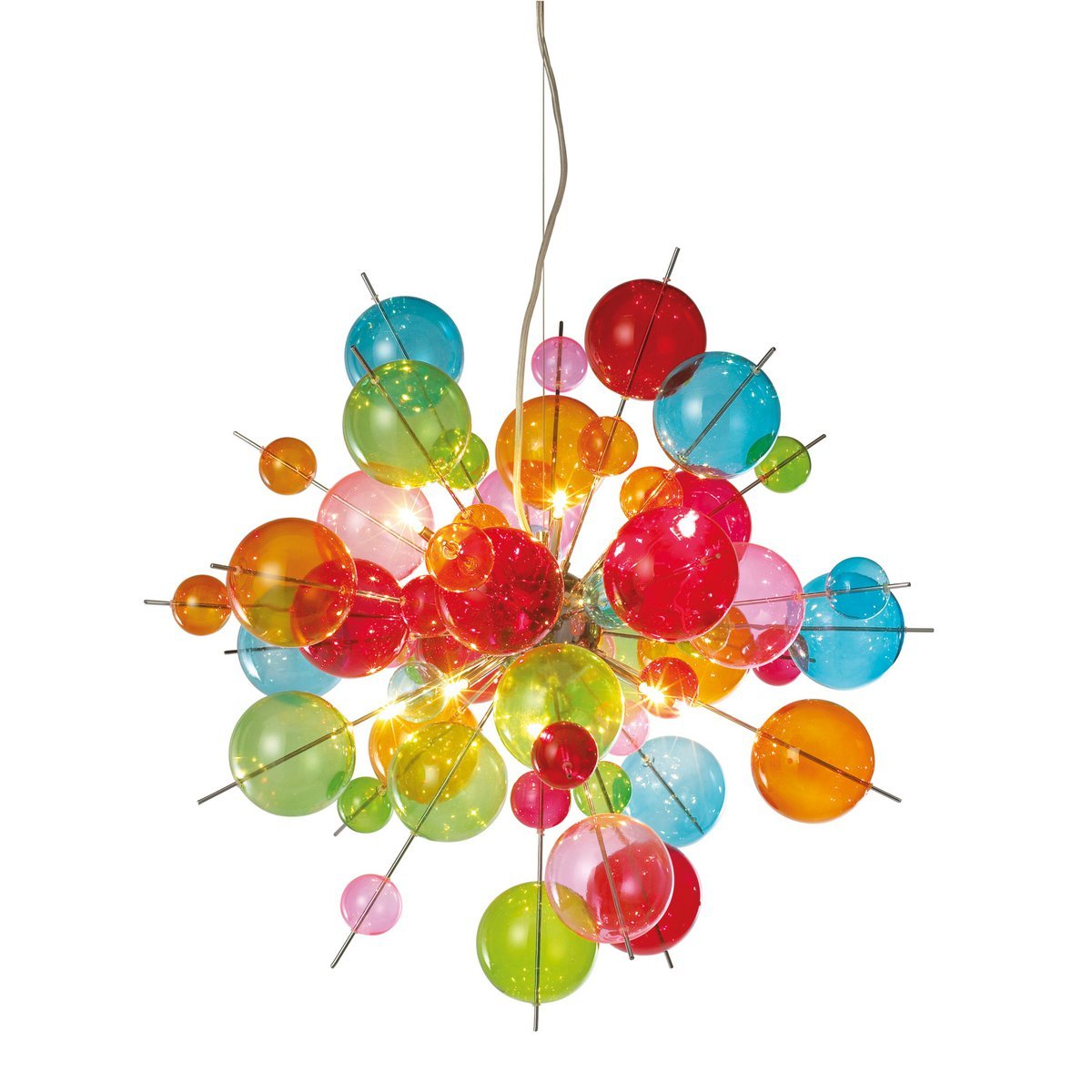 La lampe pendentielle "explosion" colorée en métal et en verre, versions G9, lampe suspendue pour salle à manger, salon, hall ou bureau, Øca. 65 cm