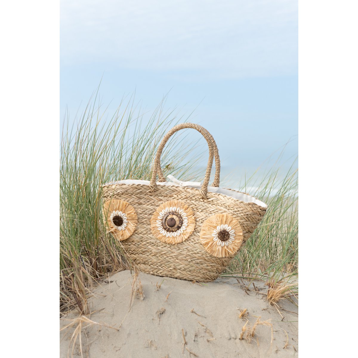 J-Line Sac de Plage Tournesols Coquillages Seagrass Nat