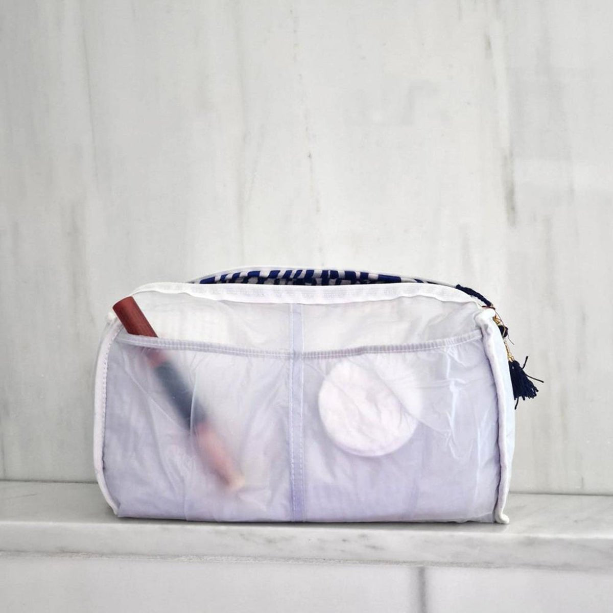 sac cosmétique fait main "zèbre bleu"