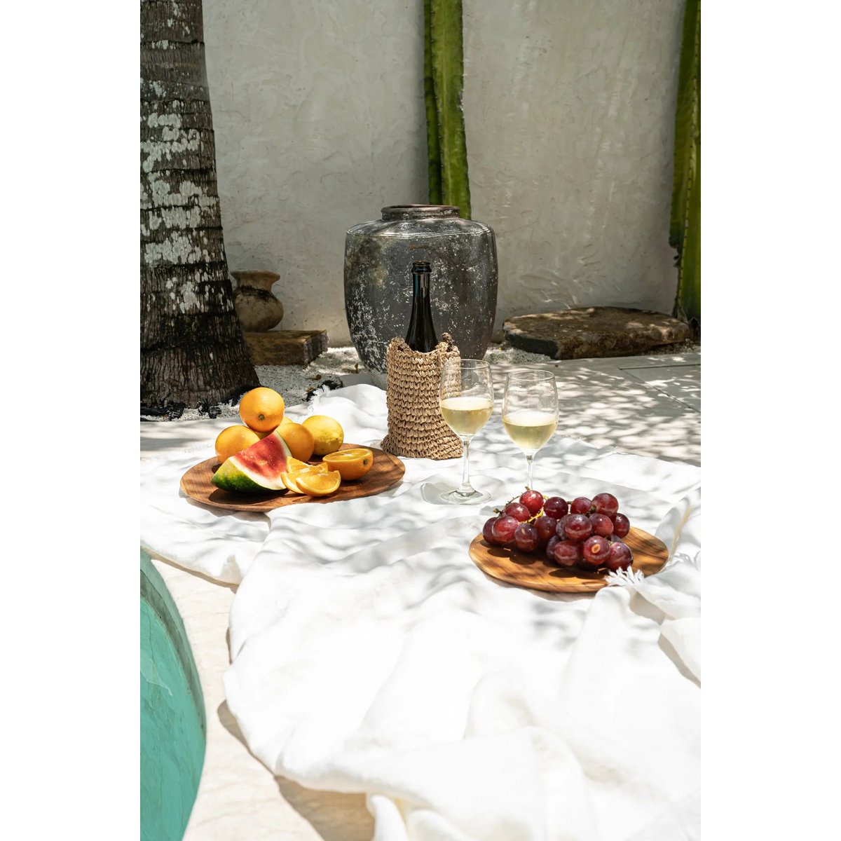 Assiette ronde en racine de teck - M