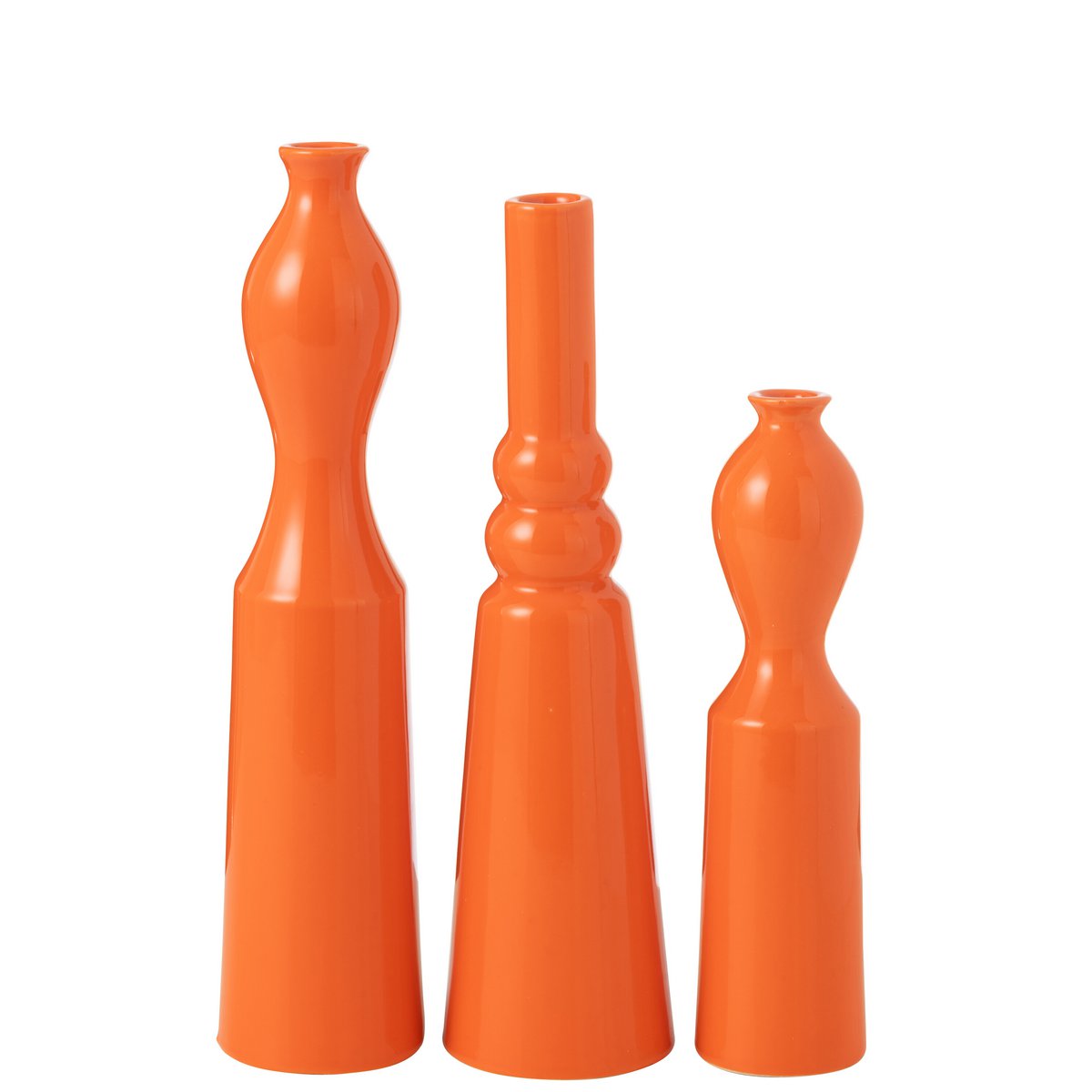 J-Line Set de 3 Vases Leia Porcelaine Brillant Orange