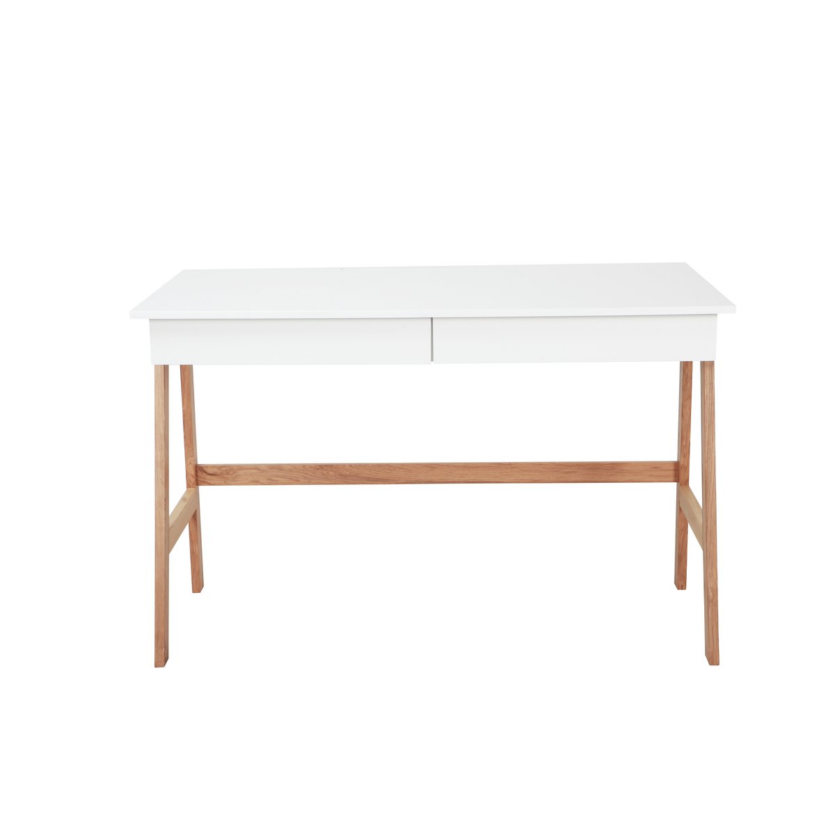 Bureau, blanc, pieds en bois
