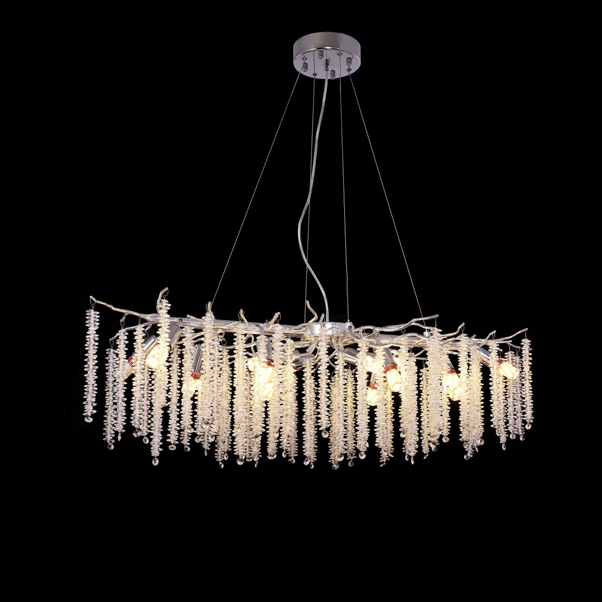 Lampe suspendue grosse argent 100x40cm