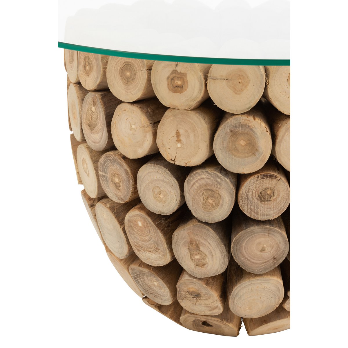 Table d'appoint J-Line Discs Open Teak - bois - naturel/verre